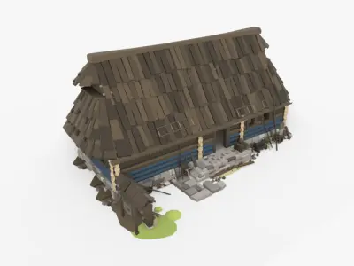 Stylized Low-Poly Game Village House for Creative Projects Low-poly 3D model