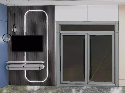 Modern Small Gallery Hall Interior 3D Model Low-poly 3D model