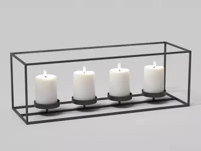 candlestick with candles 02 3D model