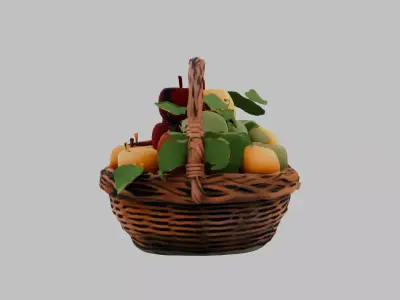 fruit basket Low-poly 3D model