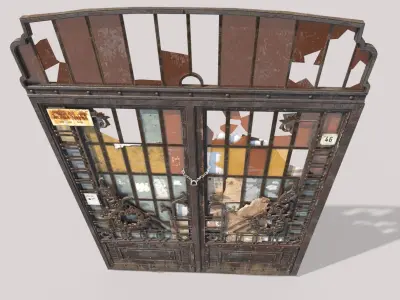 Worn Double Door 3D model