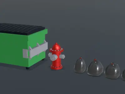 Low Poly City Street Essentials Pack Low-poly 3D model