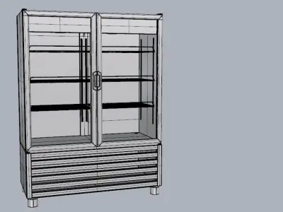 Refrigerator double glass door 3D model