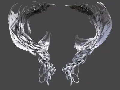 Silent Night Dark slender wings  3D model