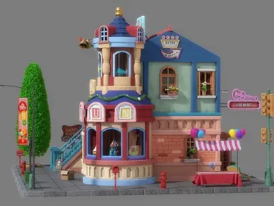 Cartoon House 06 3D model purchase