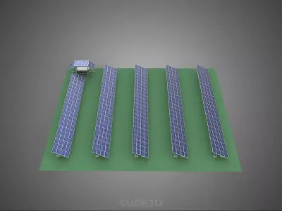 SOLAR PANEL POWER STATION PLANT GENERATION ARRAY ROW FIELD FARM 3D model