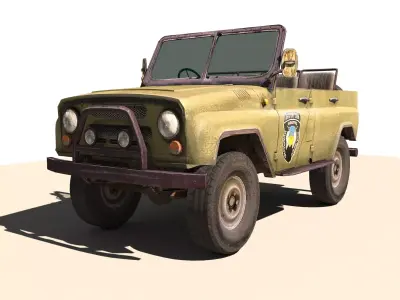 Uaz Russian Army Vehicle Lowpoly Low-poly 3D model