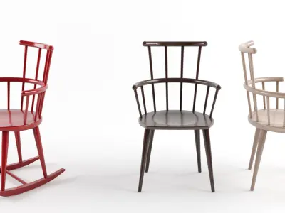 Billiani W collection wooden bench in light 3D model