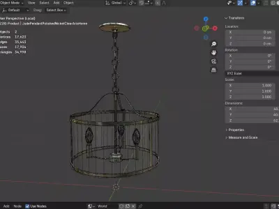 Jude 3-Light Drum Pendant - Polished Nickel and Clear Glass Low-poly 3D model