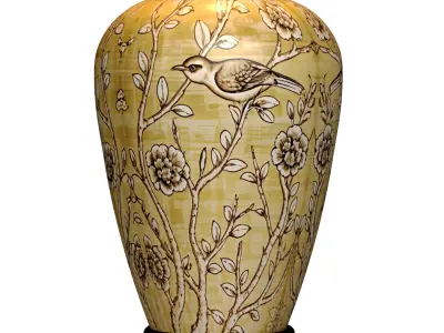 Oriental Flowers European Provence Nightstand Bedside Table Lamp 3D model