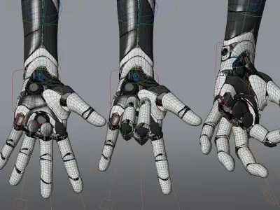 Robotic hand anatomy 04 Low-poly 3D model