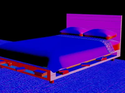 Low poly Bed Low-poly 3D model