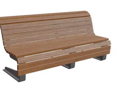Outdoor Wooden Bench 8 Low-poly 3D model