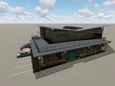 Modern office building Low-poly 3D model buy
