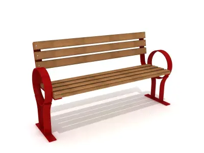 Outdoor Wood and Metal Bench 001 Low-poly 3D model