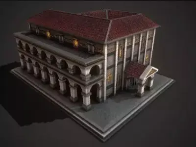 Roman-Greek Library Low-poly 3D model