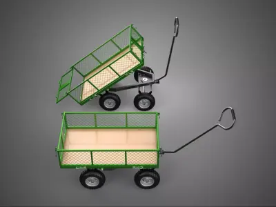 TIPPING MESH NET TROLLEY CART WAGON TRAILER WHEEL BARROW UTILITY 3D model