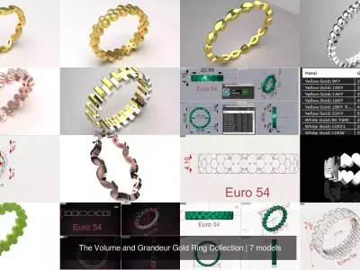 The Volume and Grandeur Gold Ring Collection 3D Model Pack