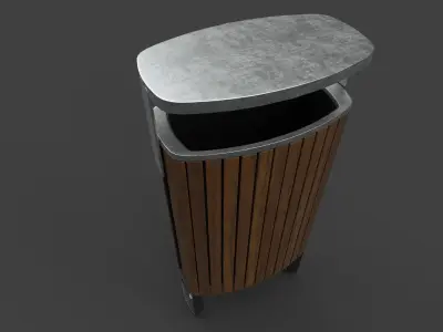 Litter bin Low-poly 3D model