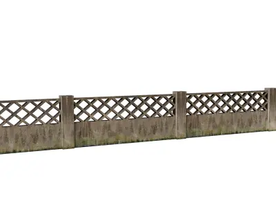 Concrete Fence Wall Low-poly 3D model