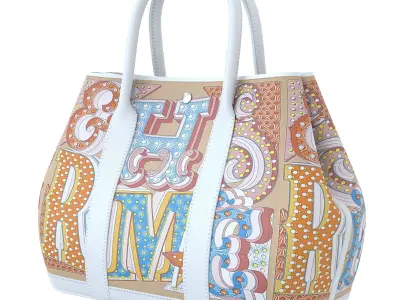 Hermes Garden Party Bag White Print Low-poly 3D model