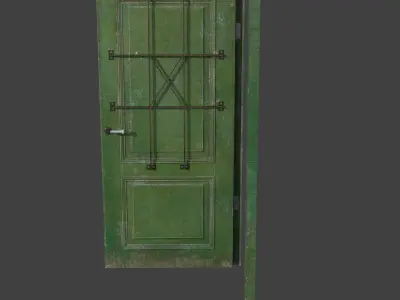 Old wooden door Low-poly 3D model
