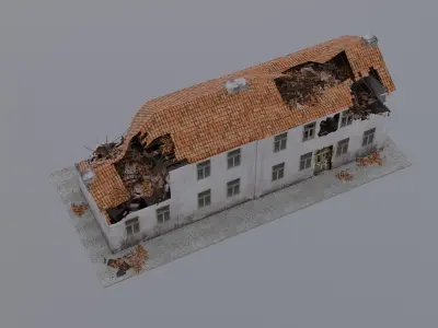 World War 2 Damaged Building Low-poly 3D model