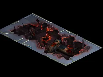 Roadblock - laser damage pavement 01 3D model