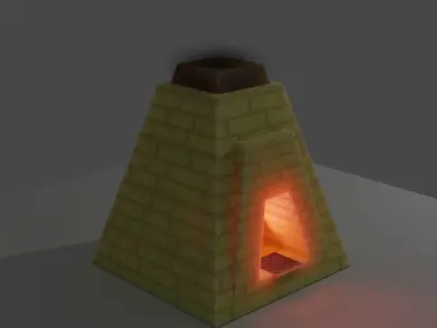 furnace brick stove with light Free low-poly 3D model