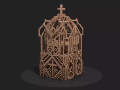 Pixel church voxel  3D model