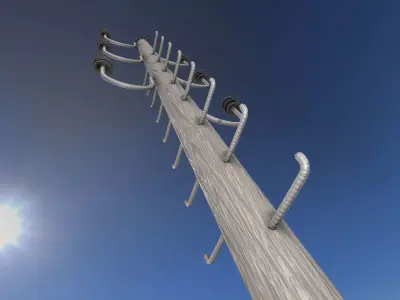 Wood Electricity Pylon With Ladder - Object 008 Low-poly 3D model