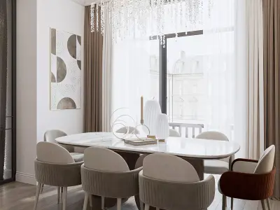 Classic livingroom and kitchen design 3D model