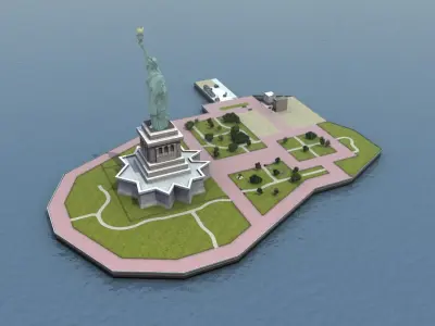 Statue of Liberty Island Low-poly 3D model