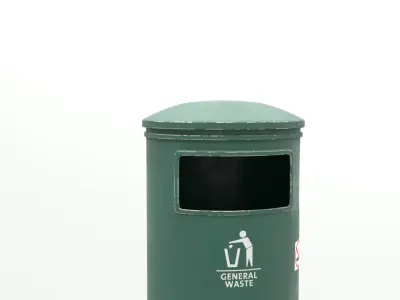 Metal Street Trash Bin 4K PBR Game Ready UV Unwrapped vol 10 Low-poly 3D model