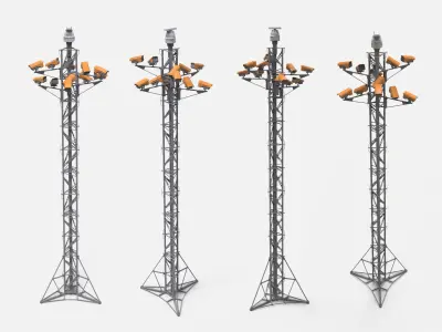 sci fi video surveillance mast 3D model