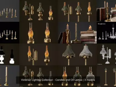 Victorian Lighting Collection - Candles and Oil Lamps 3D Model Pack