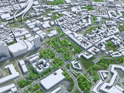 Quebec Downtown Canada Low-poly 3D model