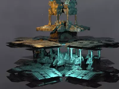 Angelic Sci fi Cathedral Floating array 3D model