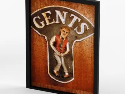Funny Ceramic Relief Toilet Signs Ladies and Gents 3D model