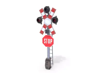 Rail Crossing Traffic Light Weathered 4 3D model