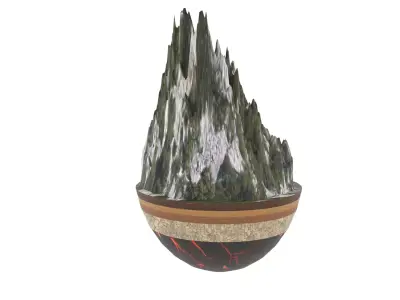 Mountain ceramic sculpture of Low-poly 3D model