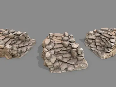 Old Rock Stairs Low-poly 3D model