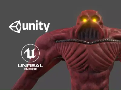 Big alien enemy - Rigged - Animated - PBR - lowpoly Low-poly 3D model