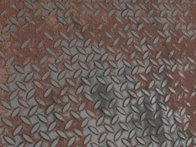 Rusty Dark Metal Diamond Tread Plate PBR Seamless Texture