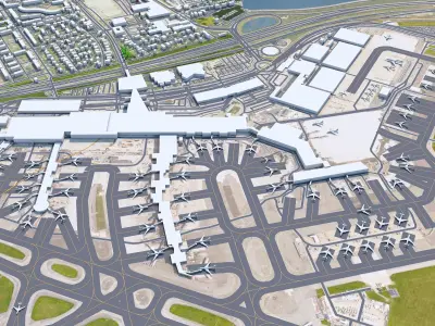 Copenhagen Kastrup Airport 15km Low-poly 3D model