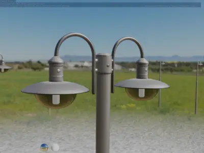 Street Light -7- Matt Black Version -2 Lamps- Low-poly 3D model