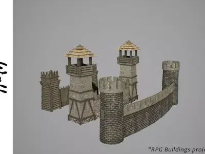 Walls castle Low-poly 3D model