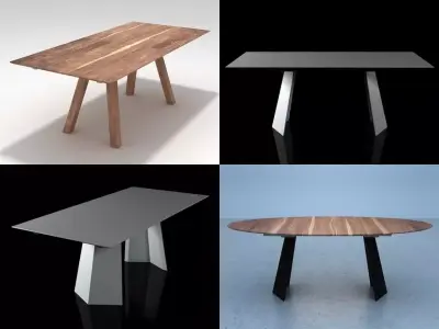 Siena dining table with four different legs 3D model