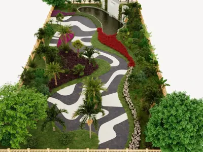 A Customizable 3D Garden Park scene 3D model