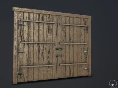 wooden old gate low poly PBR game ready Low-poly 3D model